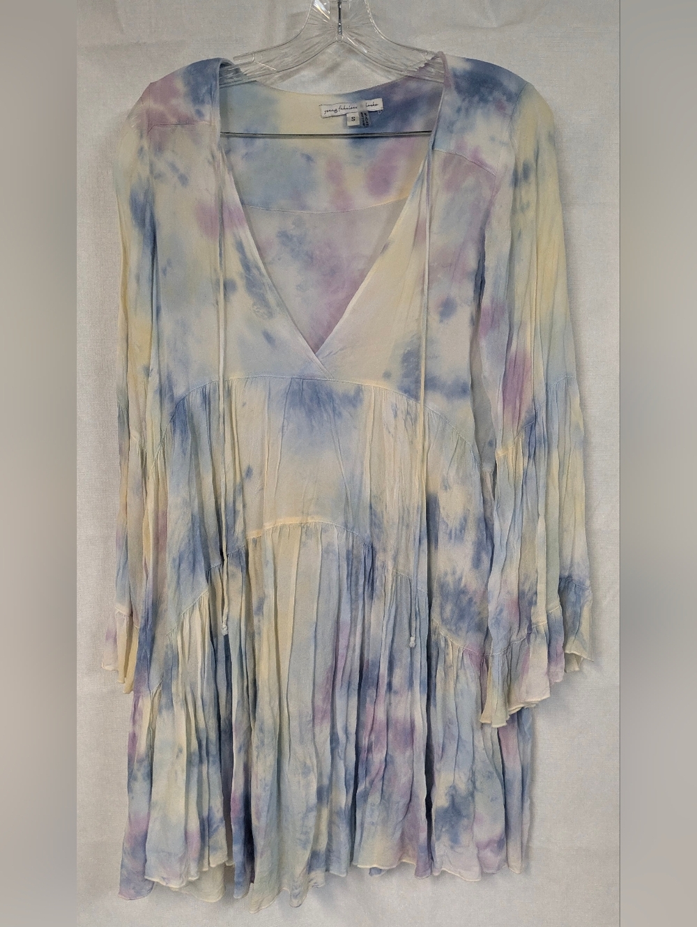 Young Fabulous & Broke Rosa Pastel Tie-Dye Mini Dress in Blue, Purple, Cream